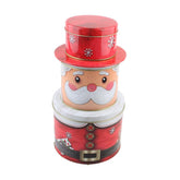 X-mas Metal Container 3LV (13.5*25CM) stacked design featuring Santa Claus in festive colors.